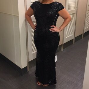 Calvin Klein black sequin gown